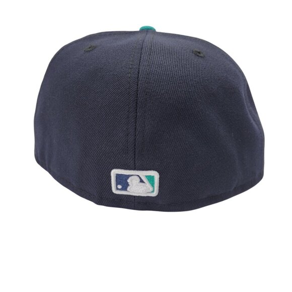 MLB New Era Seattle Mariners 7 1/2 Navy Blue/Teal Fitted Cap - Picture 6 of 9